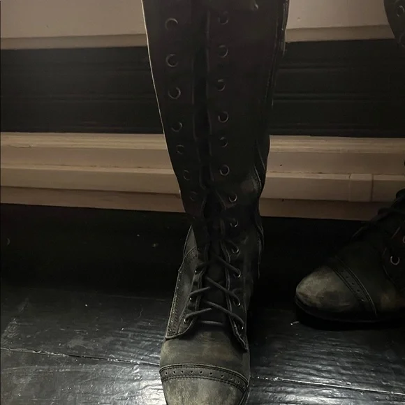 Jeffrey Campbell Black Lace-Up Boots - Picture 4 of 9